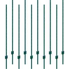 5 Feet Fence Post 10 Pack T-Post Heavy Duty Metal Fence Posts Green