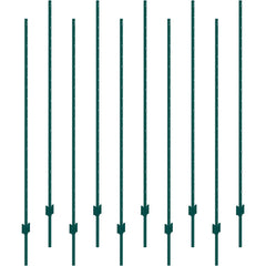 6 Feet Fence Post, 10 Pack U-Channel Heavy Duty Metal Fence Posts, Sturdy Steel Fence Stakes for Garden Yard, Lawn, Farms and Outdoor Wire Fencing, Green