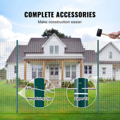 6 Feet Fence Post, 10 Pack U-Channel Heavy Duty Metal Fence Posts, Sturdy Steel Fence Stakes for Garden Yard, Lawn, Farms and Outdoor Wire Fencing, Green