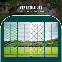 6 Feet Fence Post, 10 Pack U-Channel Heavy Duty Metal Fence Posts, Sturdy Steel Fence Stakes for Garden Yard, Lawn, Farms and Outdoor Wire Fencing, Green