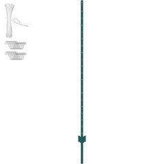 6 Feet Fence Post, 10 Pack U-Channel Heavy Duty Metal Fence Posts, Sturdy Steel Fence Stakes for Garden Yard, Lawn, Farms and Outdoor Wire Fencing, Green