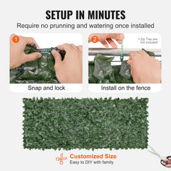 Ivy Privacy Fence, 990 x 2490 mm Artificial Green Wall Screen, Greenery Ivy Fence with Mesh Cloth Backing and Strengthened Joint, Faux Hedges Vine Leaf Decoration for Outdoor Garden, Yard