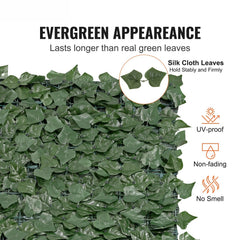 Ivy Privacy Fence, 39 x 198in Artificial Green Wall Screen, Greenery Ivy Fence with Mesh Cloth Backing and Strengthened Joint, Faux Hedges Vine Leaf Decoration for Outdoor Garden, Yard, Balcony