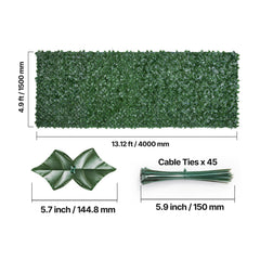 Ivy Privacy Fence, 59 x 158in Artificial Green Wall Screen, Greenery Ivy Fence w/ Mesh Cloth Backing and Strengthened Joint, Faux Hedges Vine Leaf Decoration for Outdoor Garden, Yard, Balcony