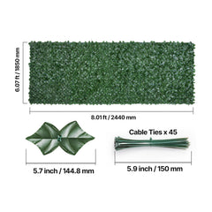 Ivy Privacy Fence, 1830 x 2440 mm Artificial Green Wall Screen, Greenery Ivy Fence with Mesh Cloth Backing and Strengthened Joint, Faux Hedges Vine Leaf Decoration for Outdoor Garden, Yard