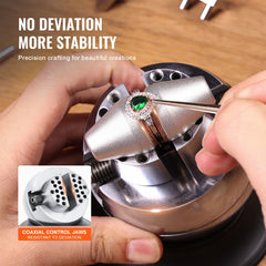 Ball Vise, 3" Engraving Setting Tool, 360° Rotation Engraving Block Vise, 30 PCS Attachment Jewelry Engraving Block Tools Standard Block for Gemstone Inlay and Small-Scale Engraving