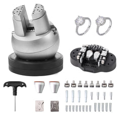 Ball Vise, 5" Engraving Setting Tool, 360° Rotation Engraving Block Vise, 35 PCS Attachment Jewelry Engraving Block Tools Standard Block for Gemstone Inlay and Small-Scale Engraving