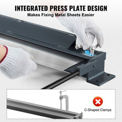 Box and Pan Brake, 1220 mm approx 15 mm, 0 to 130 Degrees Sheet Metal Bending Brake, Portable Mini Metal Bender with 20 Gauge Low Carbon Steel 14 Gauge Aluminum Capacity Power Handle