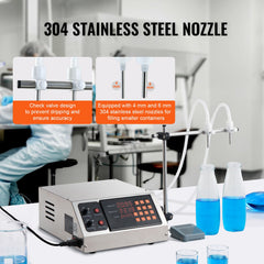 Liquid Filling Machine, 10-4000ml Filling Capacity, Automatic Bottle Filler Machine Bottling Machine Digital Control for Milk, Water, Wine, Beverage, Soy Sauce, Vinegar, Alcohol (Double Nozzle)