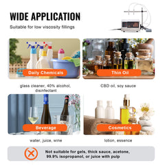 Liquid Filling Machine, 10-4000ml Filling Capacity, Automatic Bottle Filler Machine Bottling Machine Digital Control for Milk, Water, Wine, Beverage, Soy Sauce, Vinegar, Alcohol (Double Nozzle)