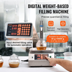 Liquid Filling Machine, 30-15000 g Weighing Capacity, Automatic Bottle Filler Machine Bottling Machine Digital Control for Milk, Water, Oil, Wine, Beverage, Detergent, Shampoo (Single Nozzle)