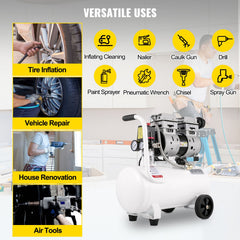 Air Compressor 6.6 Gallon, Portable Air Compressor 1 HP, Oil Free Air Compressor Steel Tank 750W, Pancake Air Compressor 115 PSI, Ultra Quiet Compressor for Home Repair, Tire Inflation