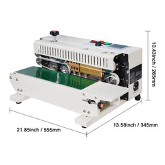 Continuous Bag Band Sealing Machine, 6-12 mm Seal Width, Horizontal Band Sealer Machine with Digital Temperature Control, Carbon Steel Bag Sealer for 0.02-0.8 mm Plastic Bags Films Membrane