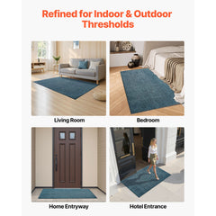 Front Door Mat, 1829 x 1219 mm Commercial Floor Mat for Indoor and Outdoor, Industrial Entrance Carpet with PVC Backing, Heavy Duty Washable Entry Rug for Hallway, Balcony, Garage, Slate Blue