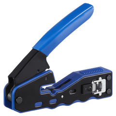 RJ45 Crimp Tool Kit, Cat5e/Cat6/Cat6a Ethernet Crimper Crimp Pliers for 8-Pin Modular Plugs with 20pcs Pass-Through Connectors and Covers, Wire Stripper and Network Tester