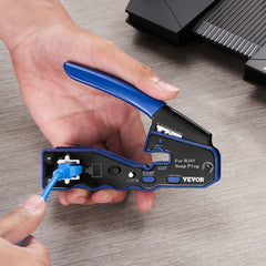 RJ45 Crimp Tool Kit, Cat5e/Cat6/Cat6a Ethernet Crimper Crimp Pliers for 8-Pin Modular Plugs with 20pcs Pass-Through Connectors and Covers, Wire Stripper and Network Tester