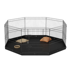 Dog Playpen, 8 Panels Foldable Metal Dog Exercise Pen with Bottom Pad, 24" H Pet Fence Puppy Crate Kennel with Ground Stakes, Indoor Outdoor Dog Pen for Small Medium Pets, for Camping, Yard