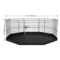 Dog Playpen, 8 Panels Foldable Metal Dog Exercise Pen with Bottom Pad, 24" H Pet Fence Puppy Crate Kennel with Ground Stakes, Indoor Outdoor Dog Pen for Small Medium Pets, for Camping, Yard