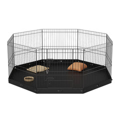 Dog Playpen, 8 Panels Foldable Metal Dog Exercise Pen with Bottom Pad, 24" H Pet Fence Puppy Crate Kennel with Ground Stakes, Indoor Outdoor Dog Pen for Small Medium Pets, for Camping, Yard