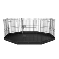 Dog Playpen, 8 Panels Foldable Metal Dog Exercise Pen with Bottom Pad, 24" H Pet Fence Puppy Crate Kennel with Ground Stakes, Indoor Outdoor Dog Pen for Small Medium Pets, for Camping, Yard