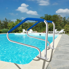 Swimming Pool Handrail Ladder Handrail Stainless Steel Rail w/ Base Plate