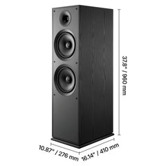 Floorstanding Speaker, 2-Way, Floor-Standing Tower Speaker with 25.4 mm Tweeter, Dual 203.2 mm Woofers, 600W Peak, 50Hz–20kHz Frequency Response, Durable MDF Enclosure, for Home Audio, Single