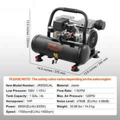 Air Compressor Compact Portable Oil Free Compressor 4L 7bar