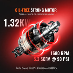 Air Compressor Compact Portable Oil Free Compressor 60L 90 PSI