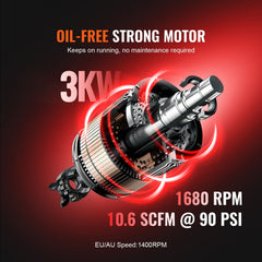 Air Compressor Compact Portable Oil Free Compressor 75L 90 PSI
