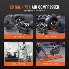 Air Compressor Compact Portable Oil Free Compressor 75L 90 PSI