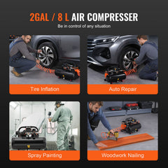 Air Compressor Compact Portable Oil Free Compressor 8L 8bar