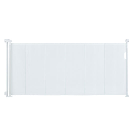 Retractable Baby Gate, 34.2" Tall Mesh Baby Gate, Extends up to 76.8" Wide Retractable Gate for Kids or Pets, Retractable Dog Gates for Indoor Stairs, Doorways, Hallways, Playrooms, White
