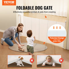 Retractable Baby Gate, 34.2" Tall Mesh Baby Gate, Extends up to 76.8" Wide Retractable Gate for Kids or Pets, Retractable Dog Gates for Indoor Stairs, Doorways, Hallways, Playrooms, White