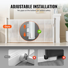 Retractable Baby Gate, 34.2" Tall Mesh Baby Gate, Extends up to 76.8" Wide Retractable Gate for Kids or Pets, Retractable Dog Gates for Indoor Stairs, Doorways, Hallways, Playrooms, White