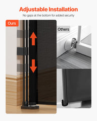 Retractable Baby Gate, 870 mm Tall, Extends up to 2800 mm Wide, Retractable Gate for Kids or Pets, Mesh Material, Easy to Install for Indoor Stairs, Doorways, Hallways, Playrooms, Black