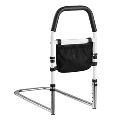 Bed Rail for Elderly, Bedside Assist Rails with PU Handrail, Adjustable Height Pipe Bedside Cane, High-Strength Carbon Steel Bed Bars for Seniors & Patients, Fits King, Queen, Full, Twin