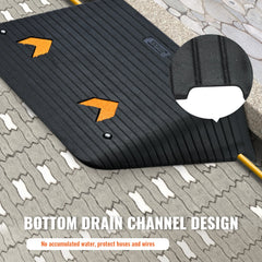 Upgraded Rubber Threshold Ramp, 10.2 cm Rise Door Ramp with 1 Channel, Natural Rubber Car Ramp with Non-Slip Textured Surface, 15 tons Load Capacity Curb Ramp for Wheelchair and Scooter