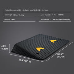 Upgraded Rubber Threshold Ramp, 10.2 cm Rise Door Ramp with 1 Channel, Natural Rubber Car Ramp with Non-Slip Textured Surface, 15 tons Load Capacity Curb Ramp for Wheelchair and Scooter