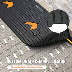 Upgraded Rubber Threshold Ramp, 8.9 cm Rise Door Ramp with 1 Channel, Natural Rubber Car Ramp with Non-Slip Textured Surface, 15 tons Load Capacity Curb Ramp for Wheelchair and Scooter