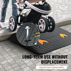 Upgraded Rubber Threshold Ramp, 8.9 cm Rise Door Ramp with 1 Channel, Natural Rubber Car Ramp with Non-Slip Textured Surface, 15 tons Load Capacity Curb Ramp for Wheelchair and Scooter