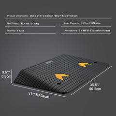 Upgraded Rubber Threshold Ramp, 8.9 cm Rise Door Ramp with 1 Channel, Natural Rubber Car Ramp with Non-Slip Textured Surface, 15 tons Load Capacity Curb Ramp for Wheelchair and Scooter