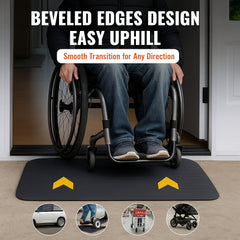 Upgraded Rubber Threshold Ramp, 3.8 cm Rise Wheelchair Ramp Doorway, Natural Curb Ramp Rated 15 tons Load Capacity, Non-Slip Textured Surface Rubber Curb Ramp for Wheelchair and Scooter