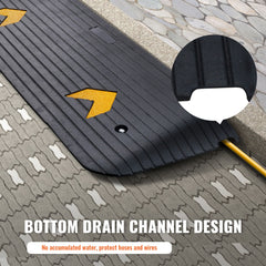 Rubber Threshold Ramp, 5 cm Rise Threshold Ramp Doorway, Recycled Rubber Power Threshold Ramp Rated 15 tons Load Capacity, Non-Slip Surface Rubber Solid Threshold Ramp for Wheelchair and Scooter
