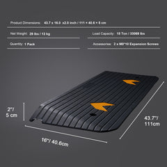 Rubber Threshold Ramp, 5 cm Rise Threshold Ramp Doorway, Recycled Rubber Power Threshold Ramp Rated 15 tons Load Capacity, Non-Slip Surface Rubber Solid Threshold Ramp for Wheelchair and Scooter