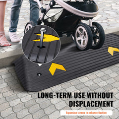 Rubber Threshold Ramp, 5 cm Rise Threshold Ramp Doorway, Recycled Rubber Power Threshold Ramp Rated 15 tons Load Capacity, Non-Slip Surface Rubber Solid Threshold Ramp for Wheelchair and Scooter