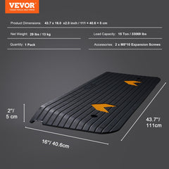 Rubber Threshold Ramp, 5 cm Rise Threshold Ramp Doorway, Recycled Rubber Power Threshold Ramp Rated 15 tons Load Capacity, Non-Slip Surface Rubber Solid Threshold Ramp for Wheelchair and Scooter