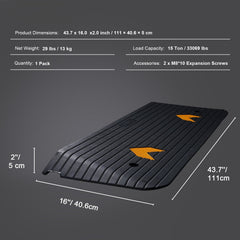 Rubber Threshold Ramp, 5 cm Rise Threshold Ramp Doorway, Recycled Rubber Power Threshold Ramp Rated 15 tons Load Capacity, Non-Slip Surface Rubber Solid Threshold Ramp for Wheelchair and Scooter