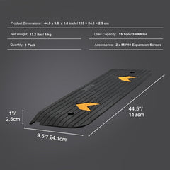 Upgraded Rubber Threshold Ramp, 2.5 cm Rise Wheelchair Ramp Doorway, Natural Curb Ramp Rated 15 tons Load Capacity, Non-Slip Textured Surface Rubber Curb Ramp for Wheelchair and Scooter