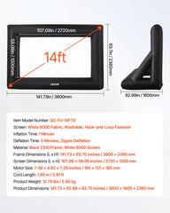 14 ft Inflatable Movie Screen 16:9 600D Movie Projector with Portable Bag