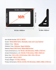 16 ft Inflatable Movie Screen 16:9 600D Movie Projector with Portable Bag